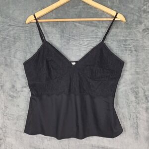 Womens Top Large Black Babydoll Y2K Floral Lace Fairy Grunge Whimsygoth Coquette